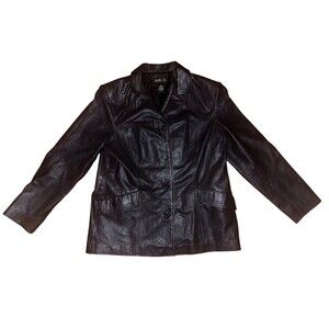Brown Leather Women’s Jacket Style & Co Coat Size Large